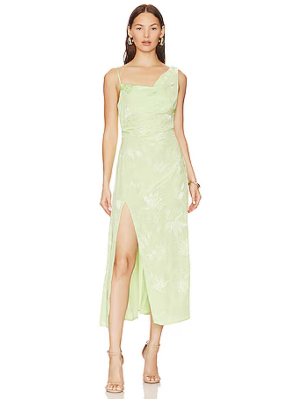 For Love and Lemons Dress Ilana Midi Lime Green Slip, Women’s Size L, NWT